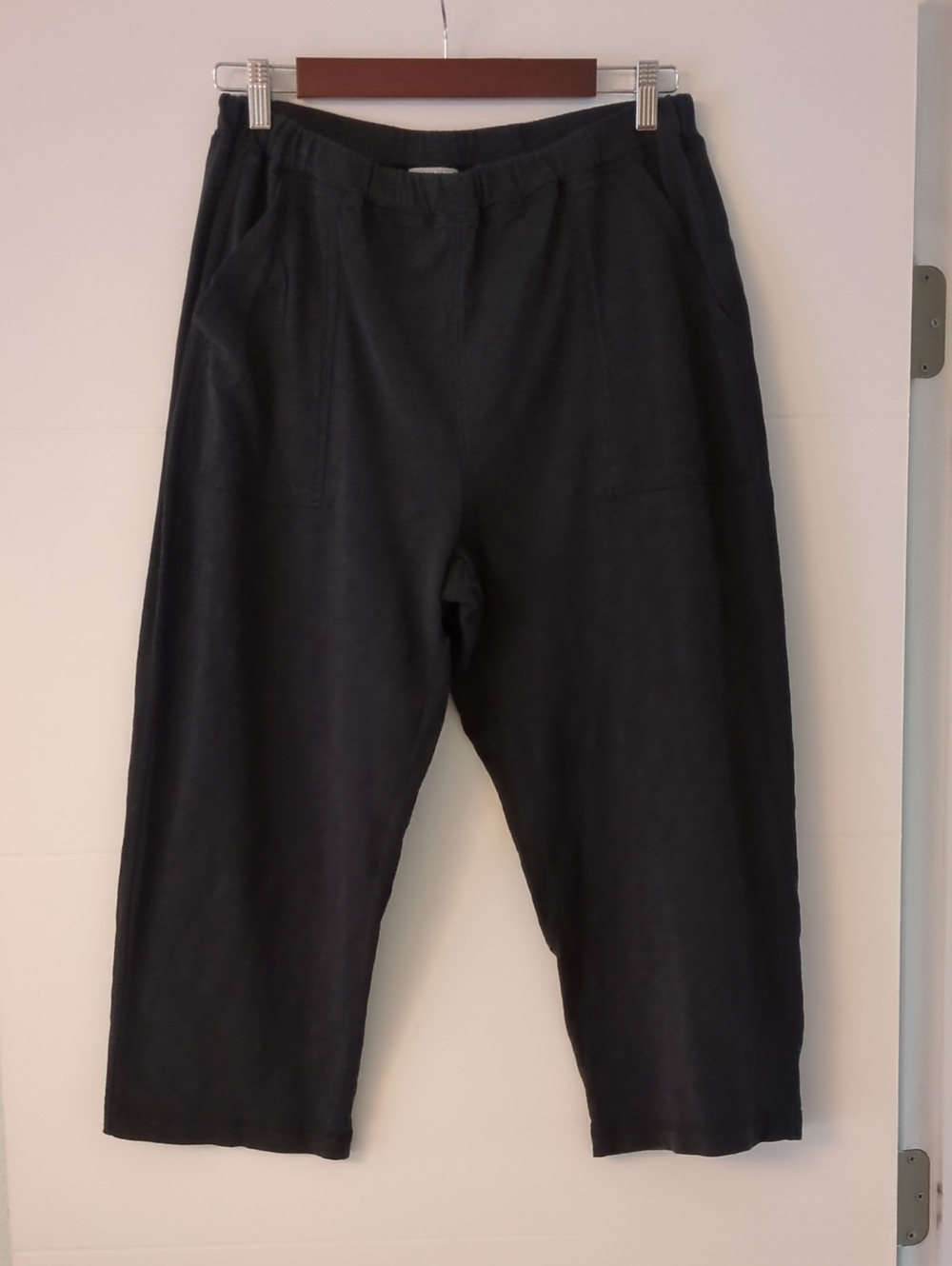 Habitat Black Relaxed Jogger Cotton Ankle Boho Beach Pants Sz L Casual Athleasur